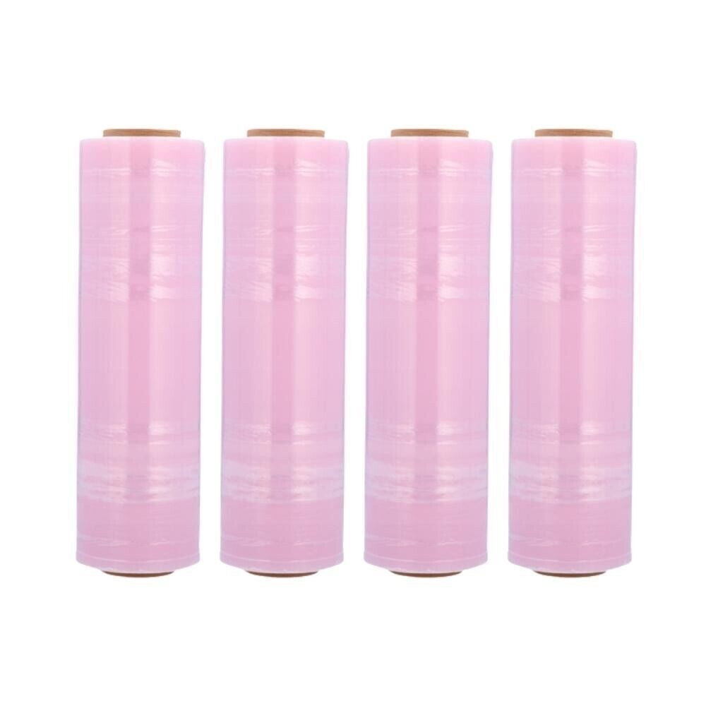 4 Rolls 18″x1500′ (80 Gauge) Anti-Stat Stretch Film Hand Shrink Wrap, Tint Pink