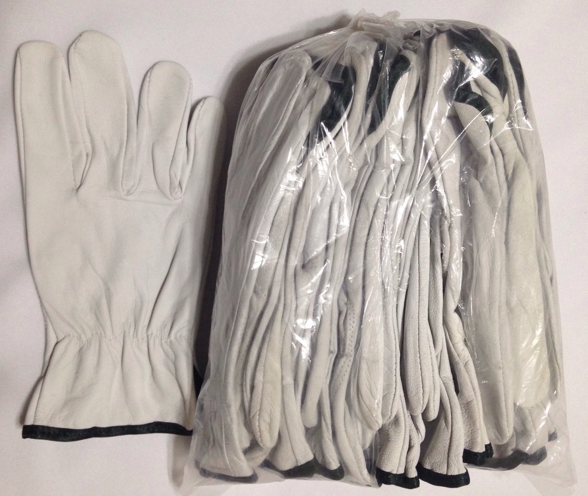 12 Pair Pack, Goat Skin Grain Leather Drivers, work safety gloves (PPE), Size L