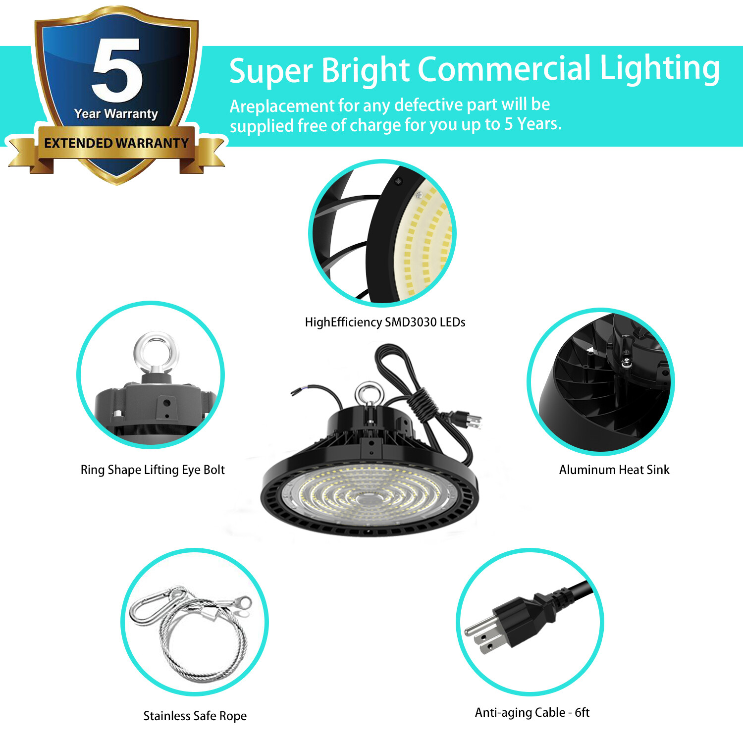 240Watt UFO LED High Bay Light 240W Work Shop Warehouse Lighting 5000K Highbay