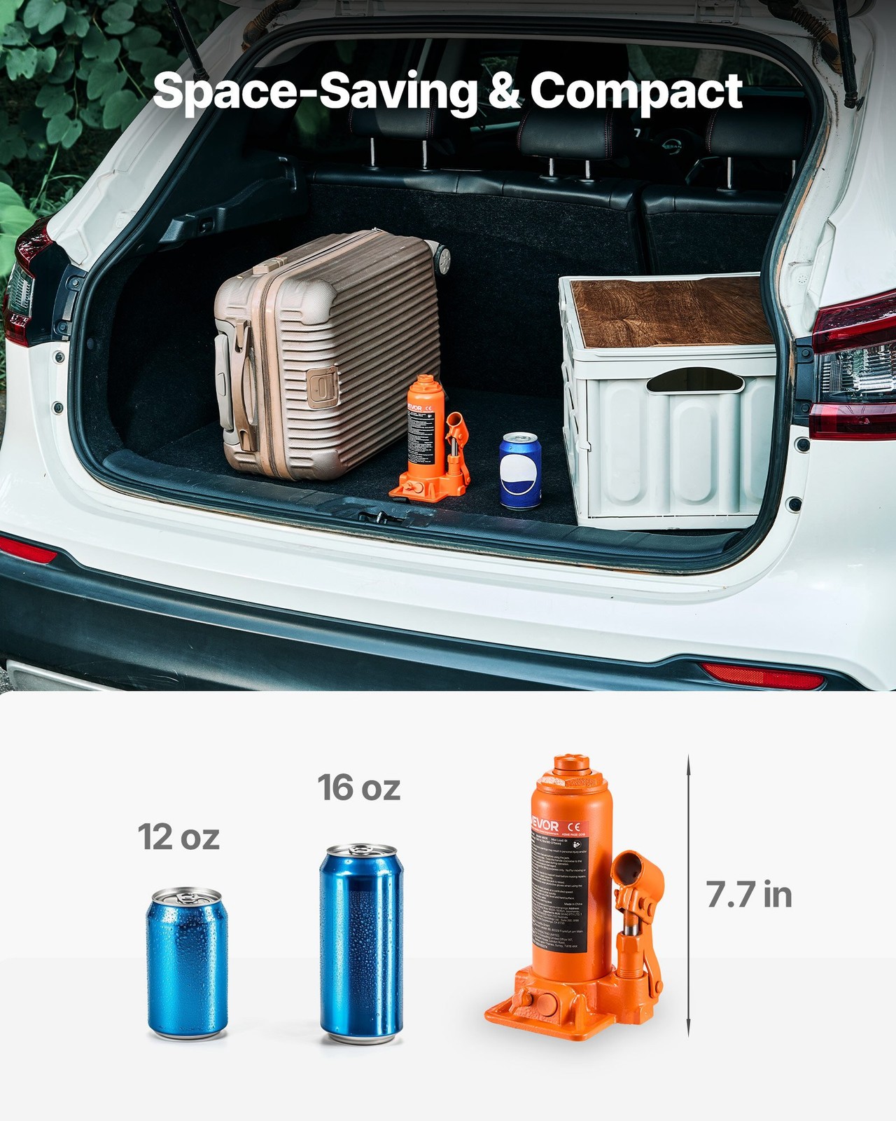 Hydraulic Bottle Jack, 6 Ton (13227.6 lbs) Capacity, 7.7-14.8 Inch Lifting Range