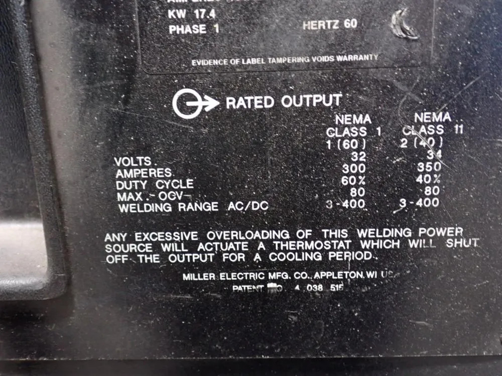 MILLER SYNCROWAVE 351 WELDER POWER SOURCE 400 A 03261430013