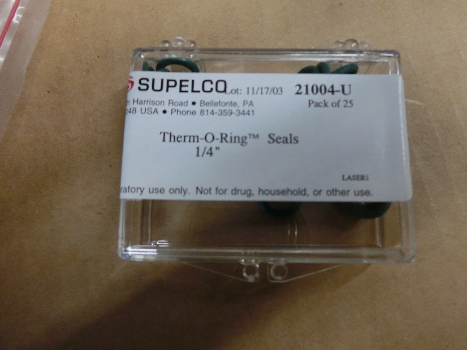 Supelco Therm O-ring 0.25″ Liner 210004-U Agilent 5890 6850 6890 7820 7890 GC