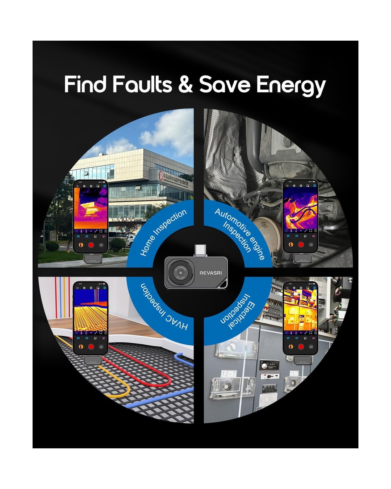 REVASRI Thermal Camera for iPhone and Android, 320×240 Super IR Resolution