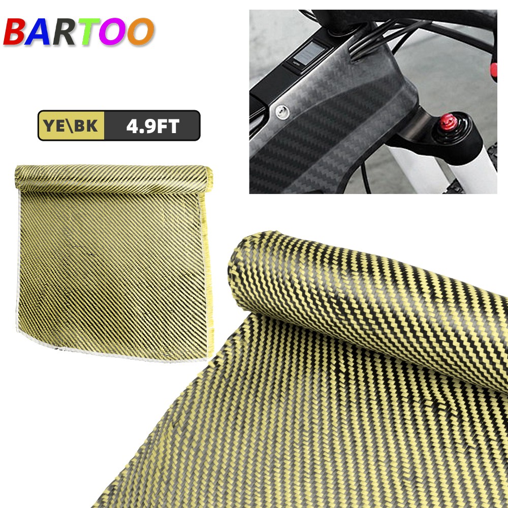12″ x 4.9FT Twill Weave Black Yellow Carbon Fiber Fabric Cloth (3K, 9oz,12″x59″)