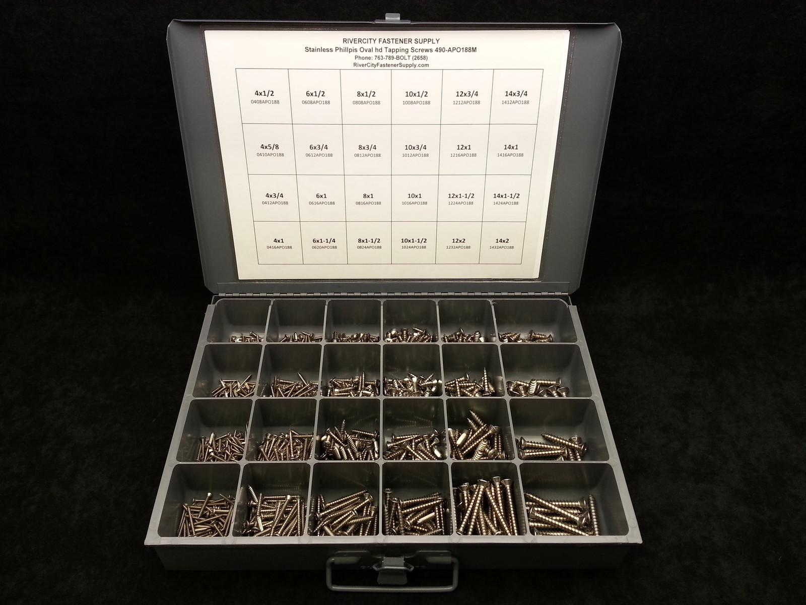 Phillips Oval head Trim Screw Assortment Stainless 960pc #4 #6 #8 #10 #12 #14