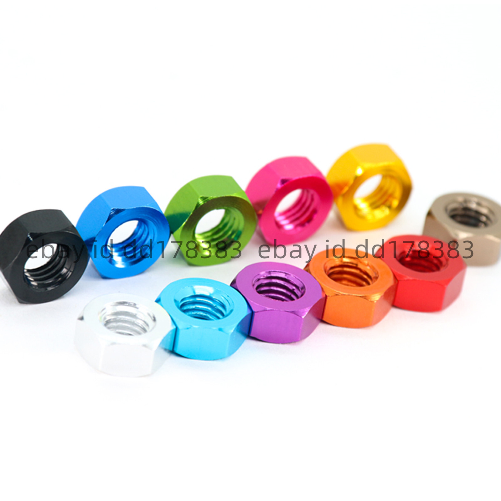Colorful Aluminium Alloy 6061 Hexagon Nuts Hex Nuts DIN934 M3 M4 M5 M6 M8