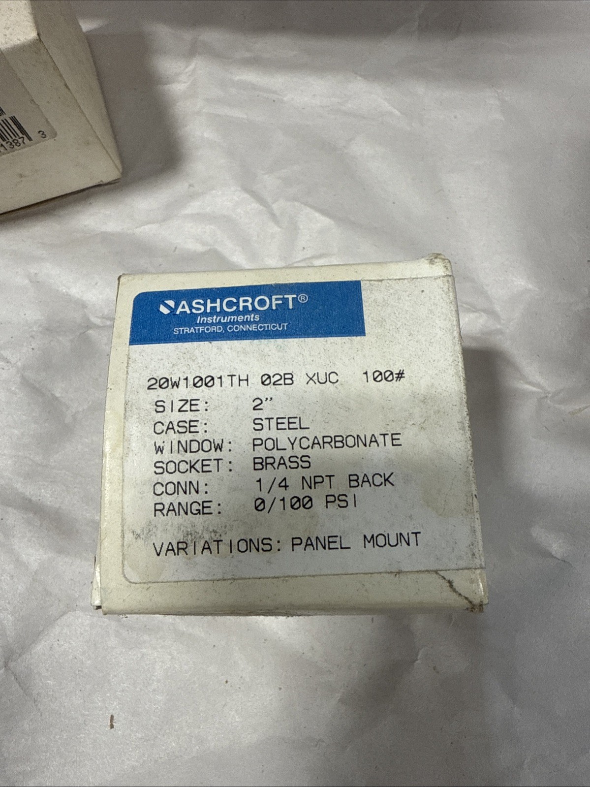 Ashcroft 20W1001TH 02B XUC 2″ Dial, 1/4 Thread, 100# Panel Mount *NEW*