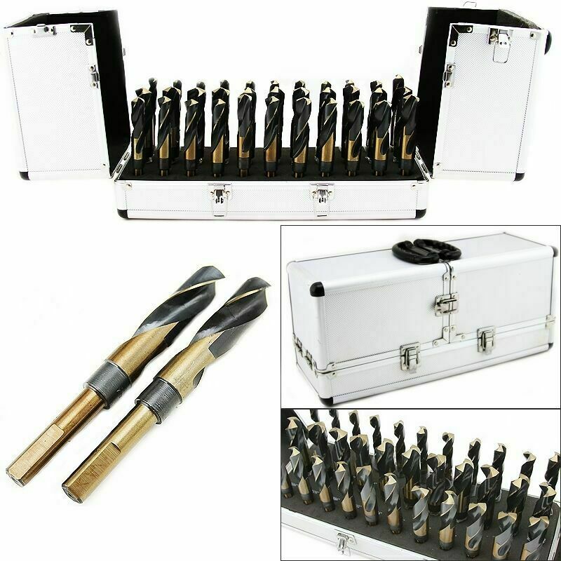 33 PC LARGE SIZE SIZED STEEL METAL SILVER AND DEMING TOOL DRILL BIT SET DEMMING