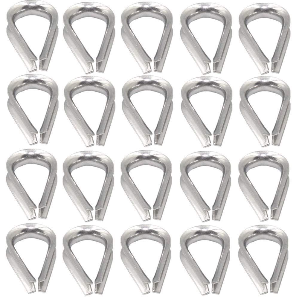 YAMASO 20pcs 1/4» M6 Stainless Steel Thimble for Diameter Wire M6, silver