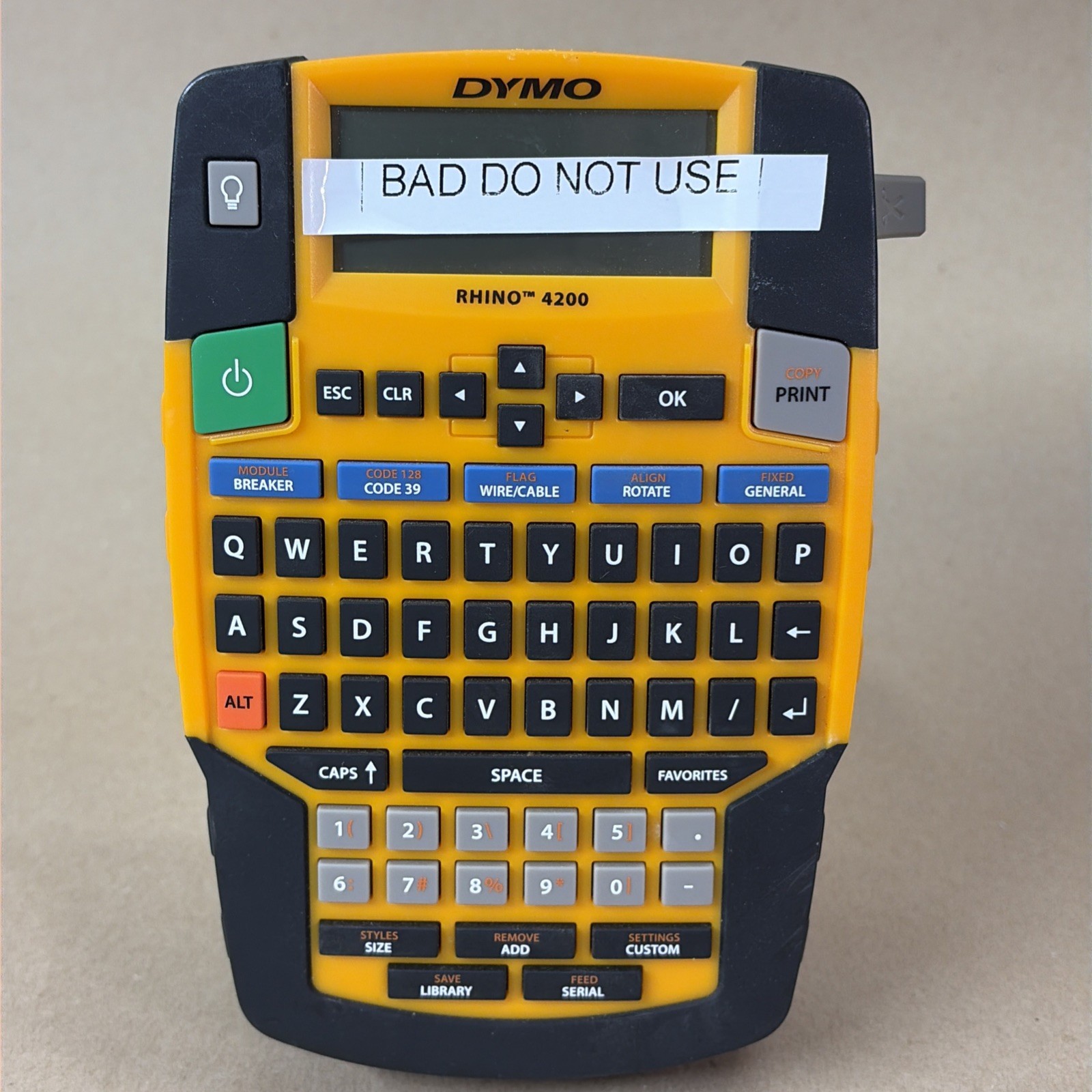FOR PARTS DYMO Rhino 4200 Industrial Label Maker Unit Only NOT WORKING