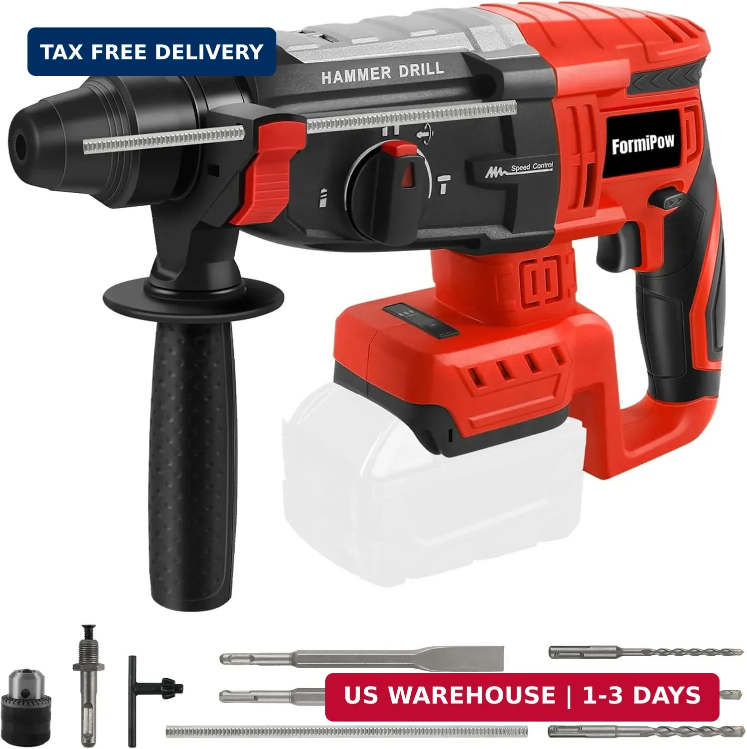 SDS Plus Rotary Hammer for Milwaukee M18 Battery (No Battery) | 2.6J Impact, Bru