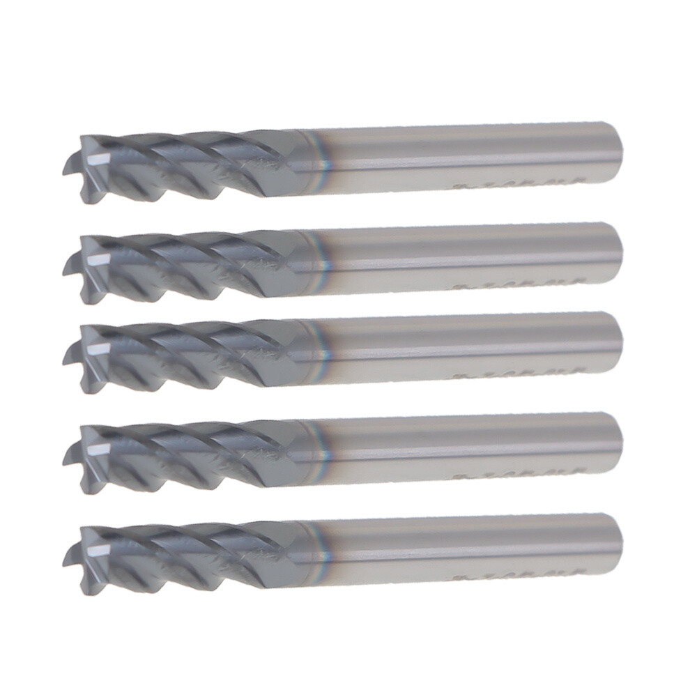 5Pcs 3/16″ 4 Flute Regular Carbide End Mill 2″ Overall Length TiALN COATED