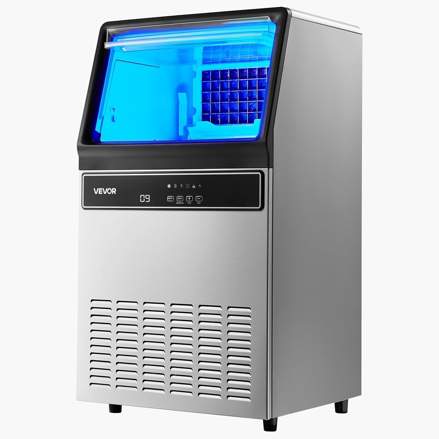 Stainless Steel Commercial Ice Maker – 120 lbs Daily Production & Self-Cleaning