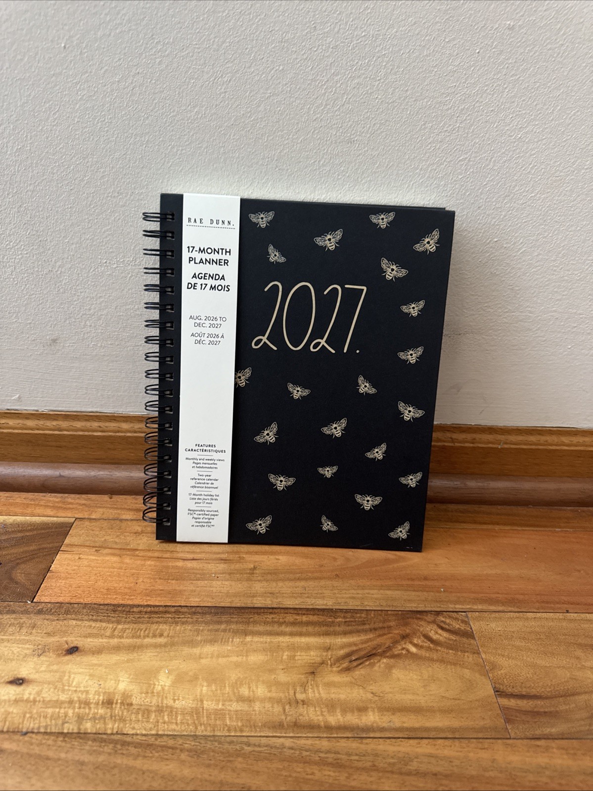 2027 Planner Rae Dunn Planners 17 Months Aug 2026- Dec 2027 Black Bee