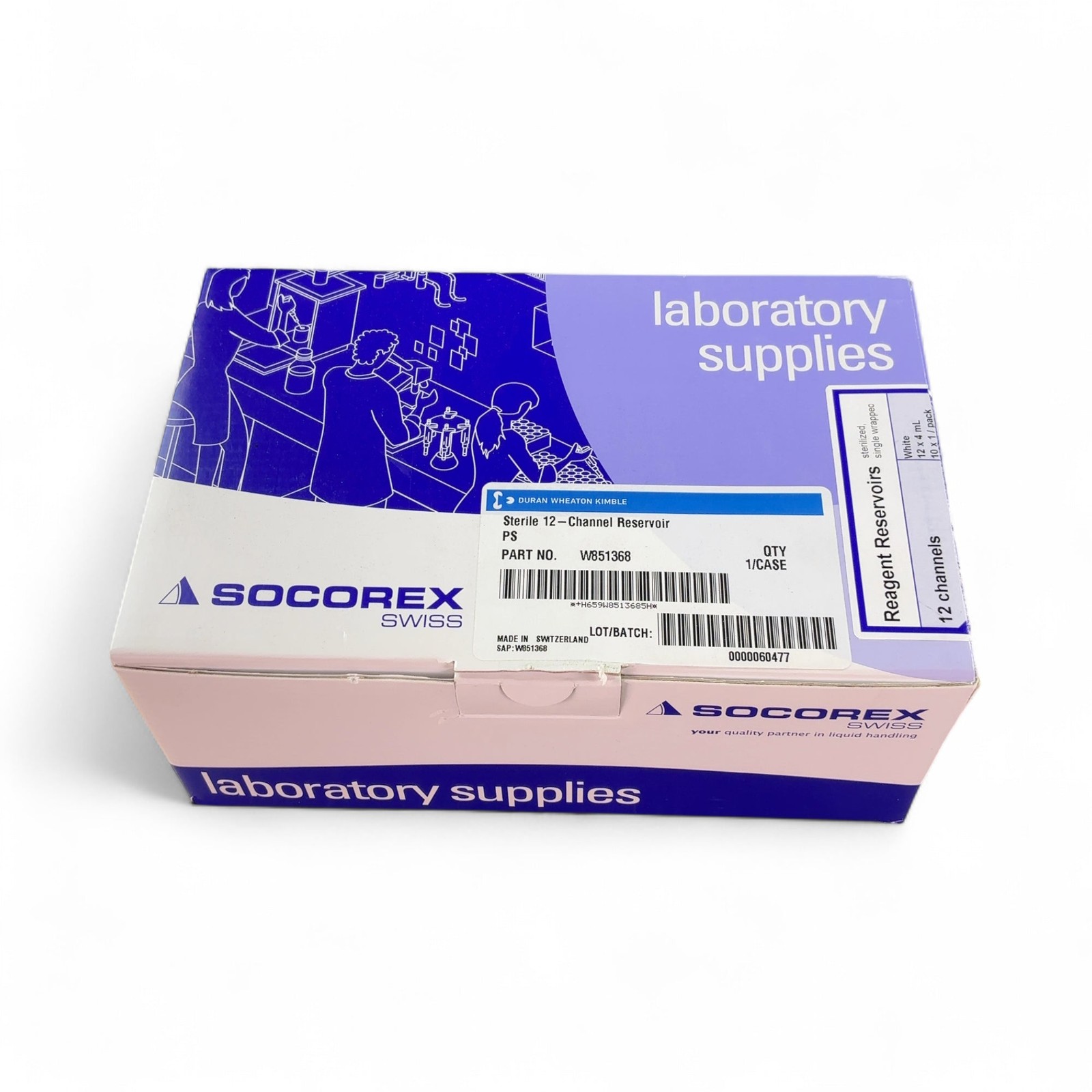 Socorex Sterile 12-Channel Reagent Reservoir 330.12.9 12x4mL Partial Open Box