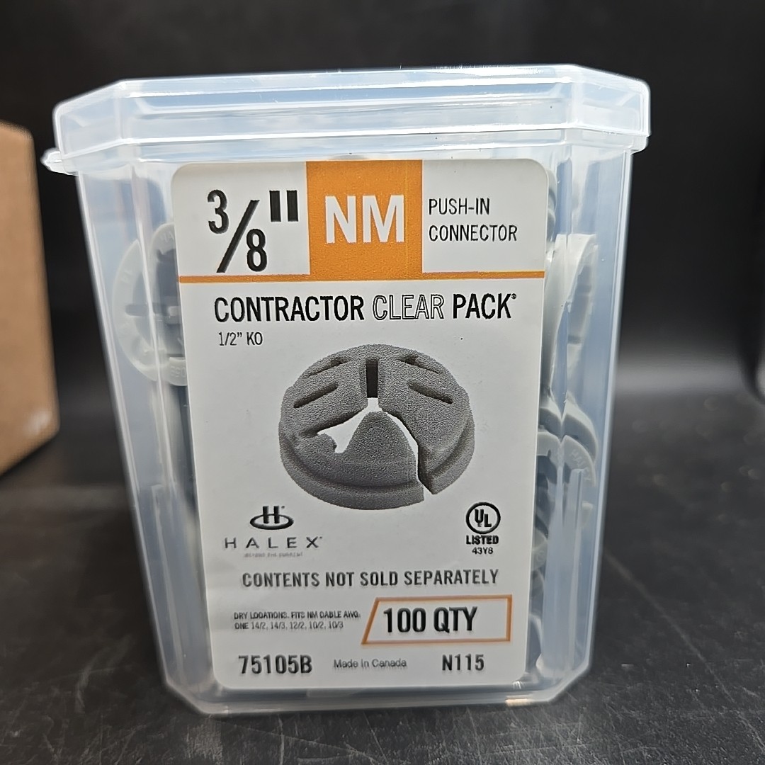 400 Count Halex 3/8 in. – 1/2 in. Knockout Non-Metallic Push-In Connector 75105B