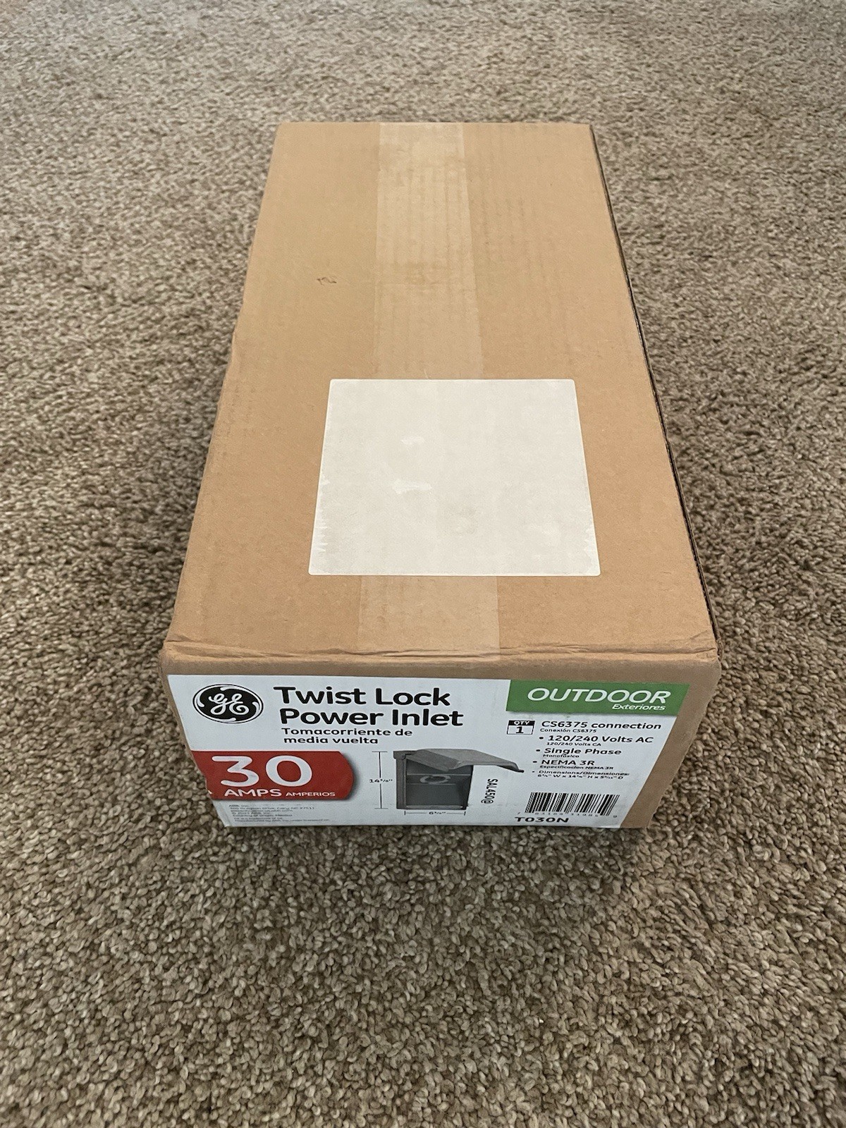 GE T030N Twist Lock Power Inlet 120/240VAC, Free Shipping!