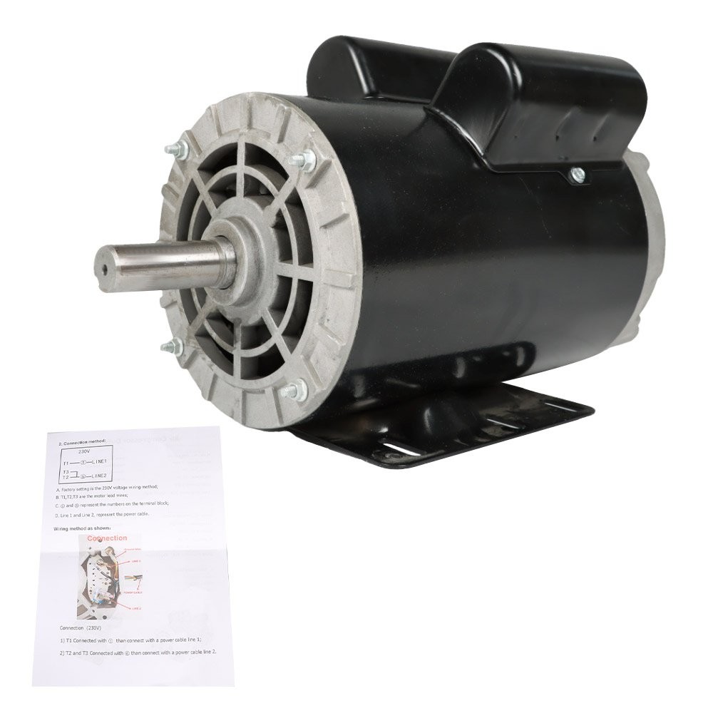 5HP Compressor Duty Electric Motor 1Phase 3450 RPM 56HZ Frame 7/8″Shaft 230V New