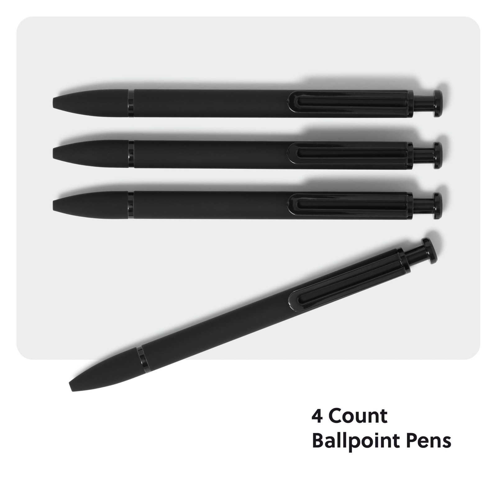 U Brands Midnight Monterey Ballpoint Pens, 4 Count, Black Office Product