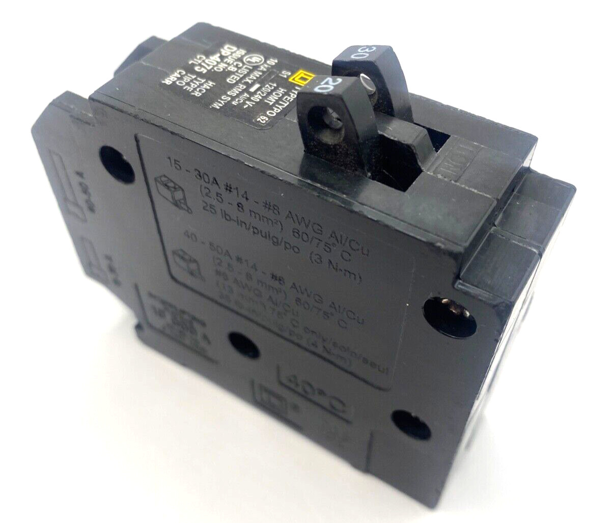 New Homeline HOMT3020 1 Pole 30/20 Amp 120V AC Type HOMT Plug In Tandem Breaker