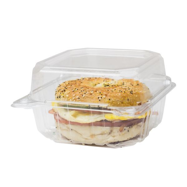 Karat 6”x6” PET Plastic Hinged Containers – 500 pcs, FP-HC66PET-1C