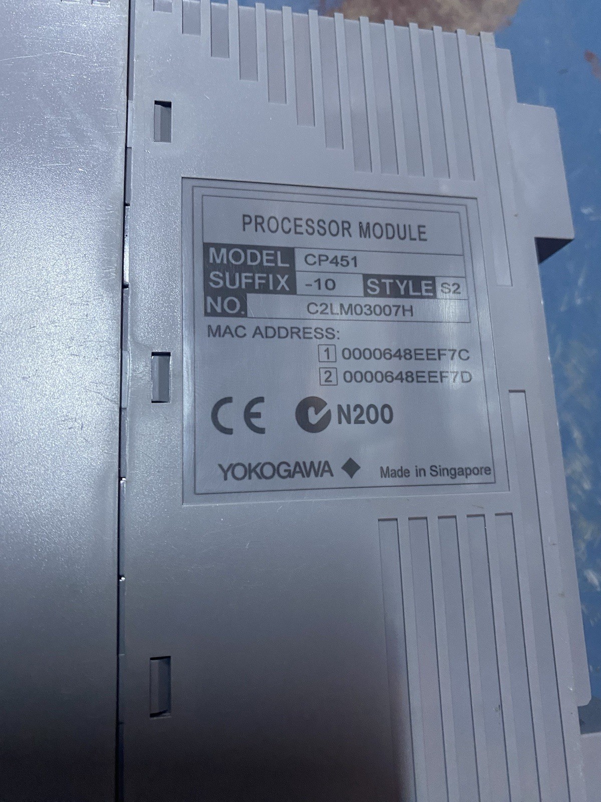 YOKOGAWA CP451-10 STYLE S2 PROCESSOR MODULE