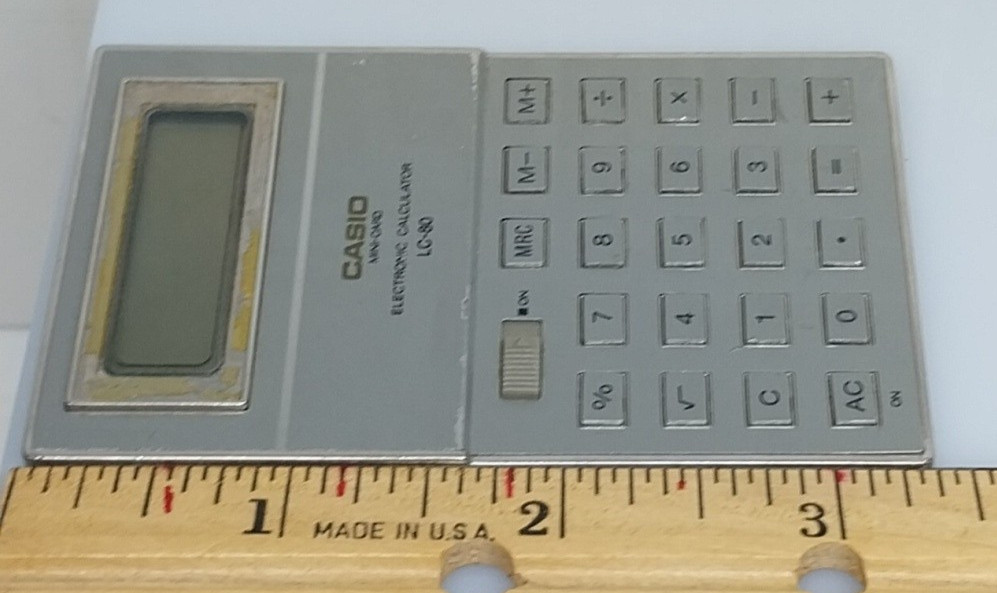 Vintage Casio Calculator 1980’s Ultra Slim Card Size LC-80 JAPAN Working