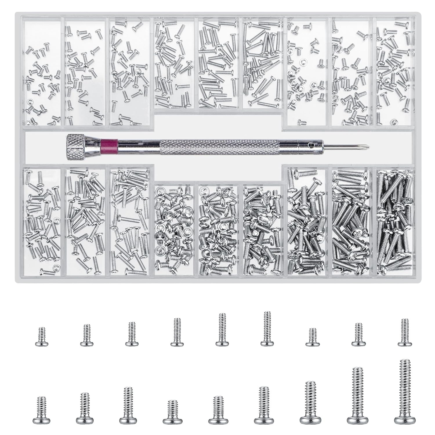 500 Pcs Laptop Screws Kit, M1.2/M1.4/M2 Tiny Computer Replacement Screws