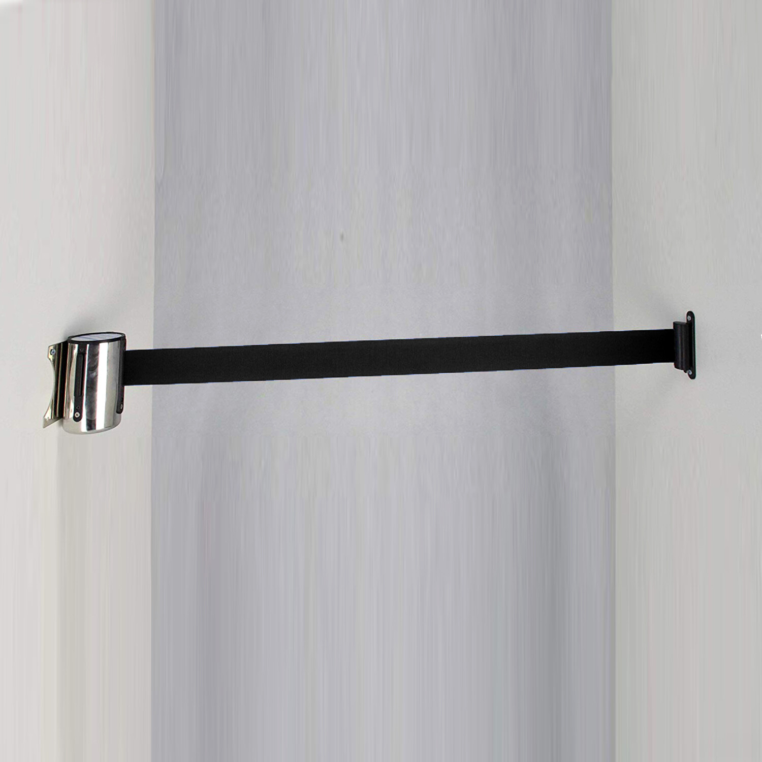 16ft Retractable Wall Mount Barrier Belt Queue Ribbon Post Strap Rope Stainless