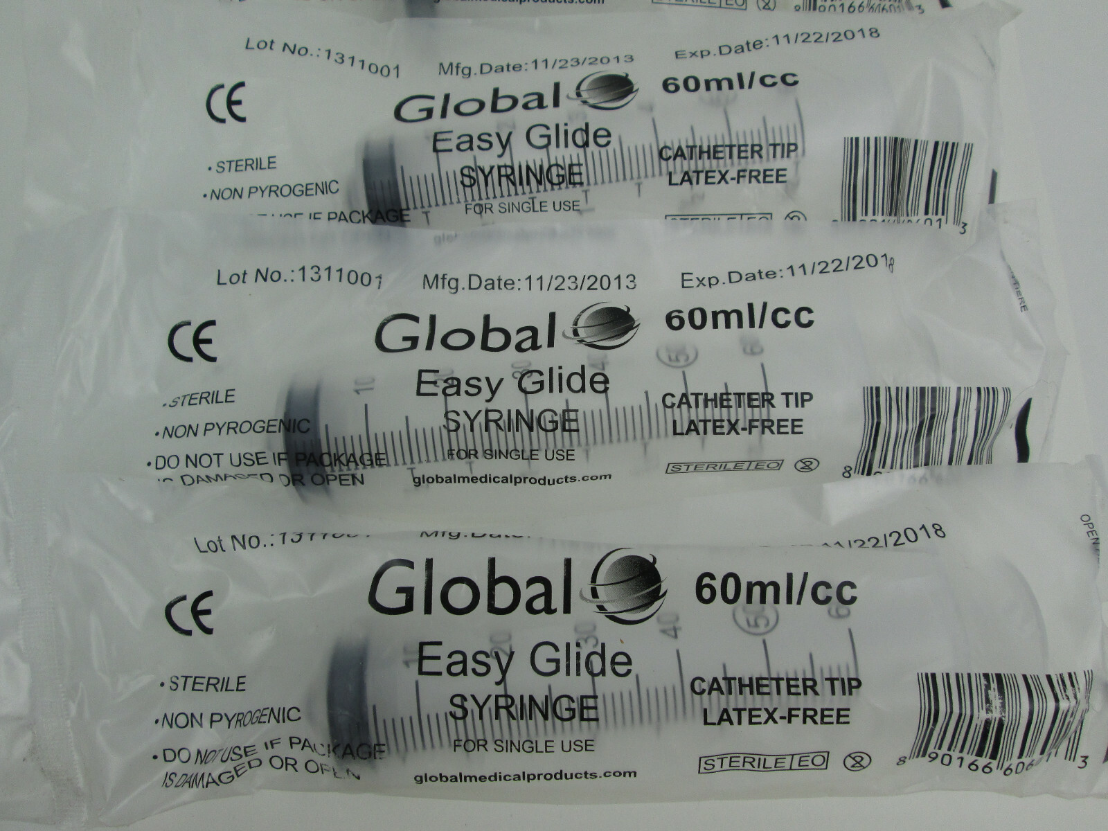 Global Easy Glide Syringe 60ml/cc Sterile Single Use Catheter Tip Lot of 5 skuB