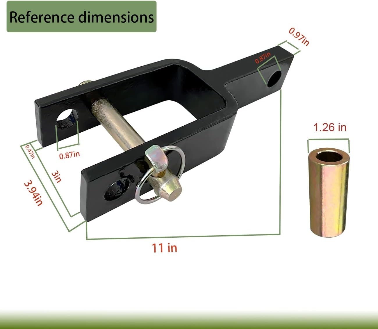 Quick Hitch Adapter with Adjustable Sleeve for Category 1 Tractors and Equipment