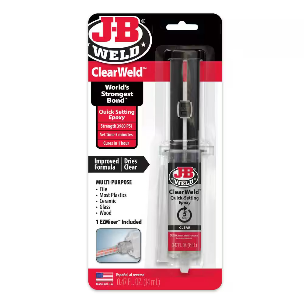 JB Weld 50114H ClearWeld Quick Setting Epoxy, Clear 0.47 oz