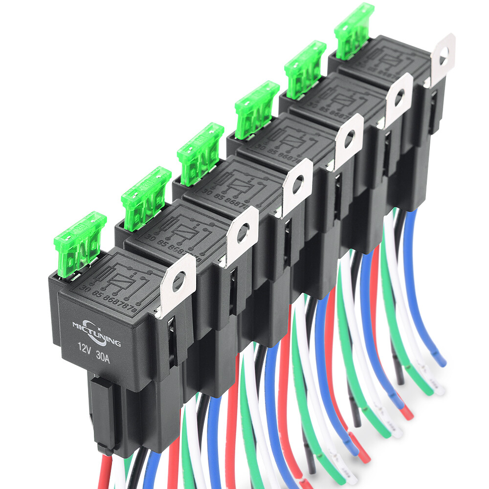 6x 5Pin 30Amp Fuse Relays Switch Harness 14AWG Wire For Automotive Car Boat RV