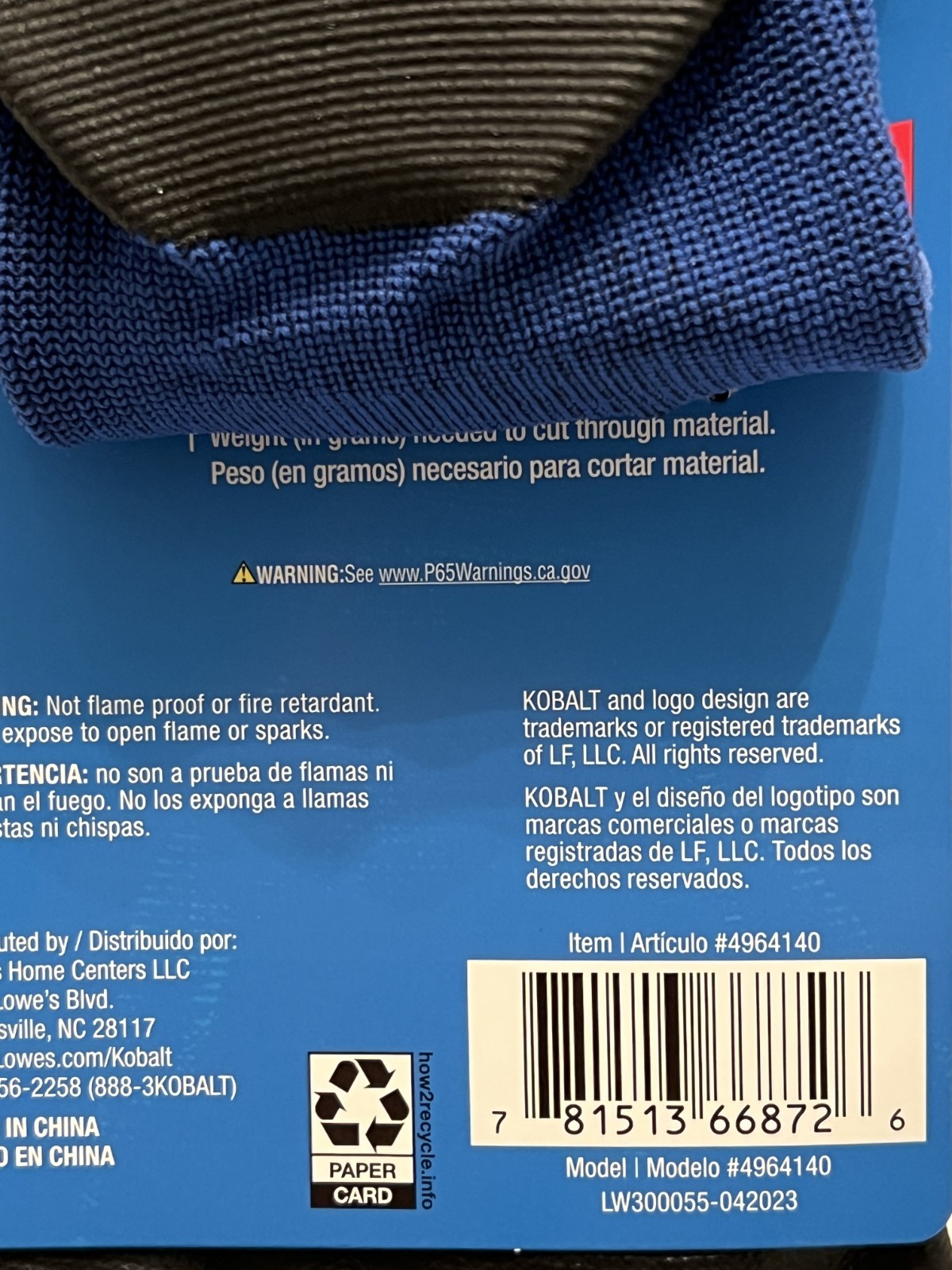 Kobalt 4964140 Medium Cut Resistant Dipped Work Gloves 1 Pair Blue Black