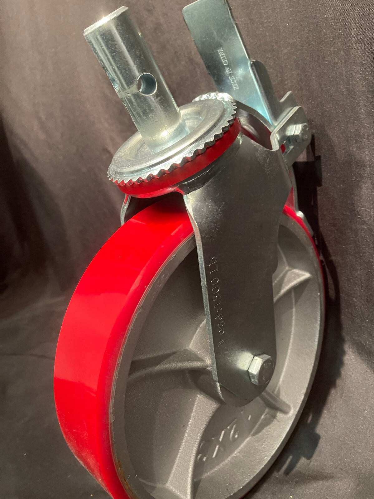 Scaffolding Casters 12″ x 3″ Locking Swivel Casters 1-3/8″ Stem 6000LBS Scaffold