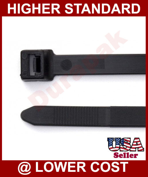 4″, 6″, 8″ up to 40″ Anti UV Black Cable Wire Zip Nylon Tie 18 lbs to 250 lbs