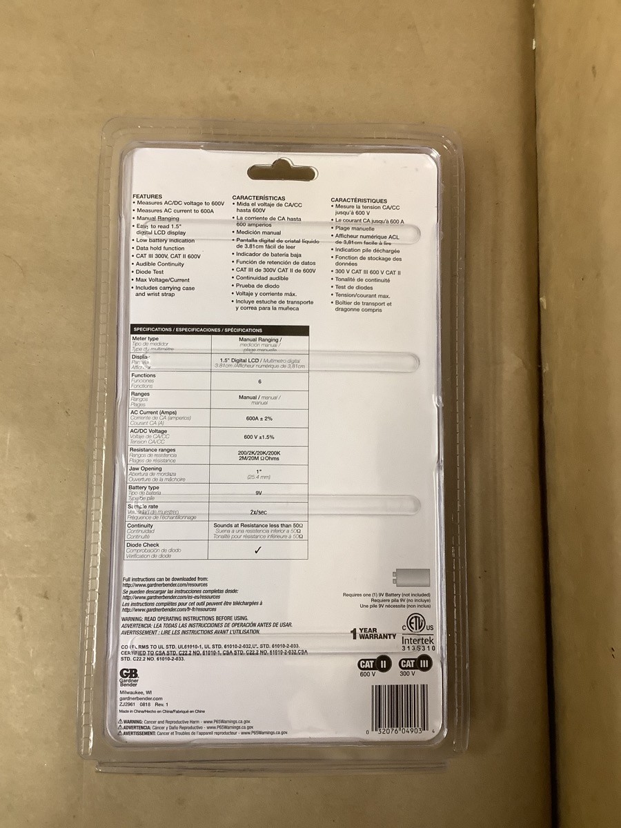 GB GARDNER BENDER GCM-221 6 FUNCTIONS 600AMP AC- 600V AC/DC DIGITAL (B42010389)