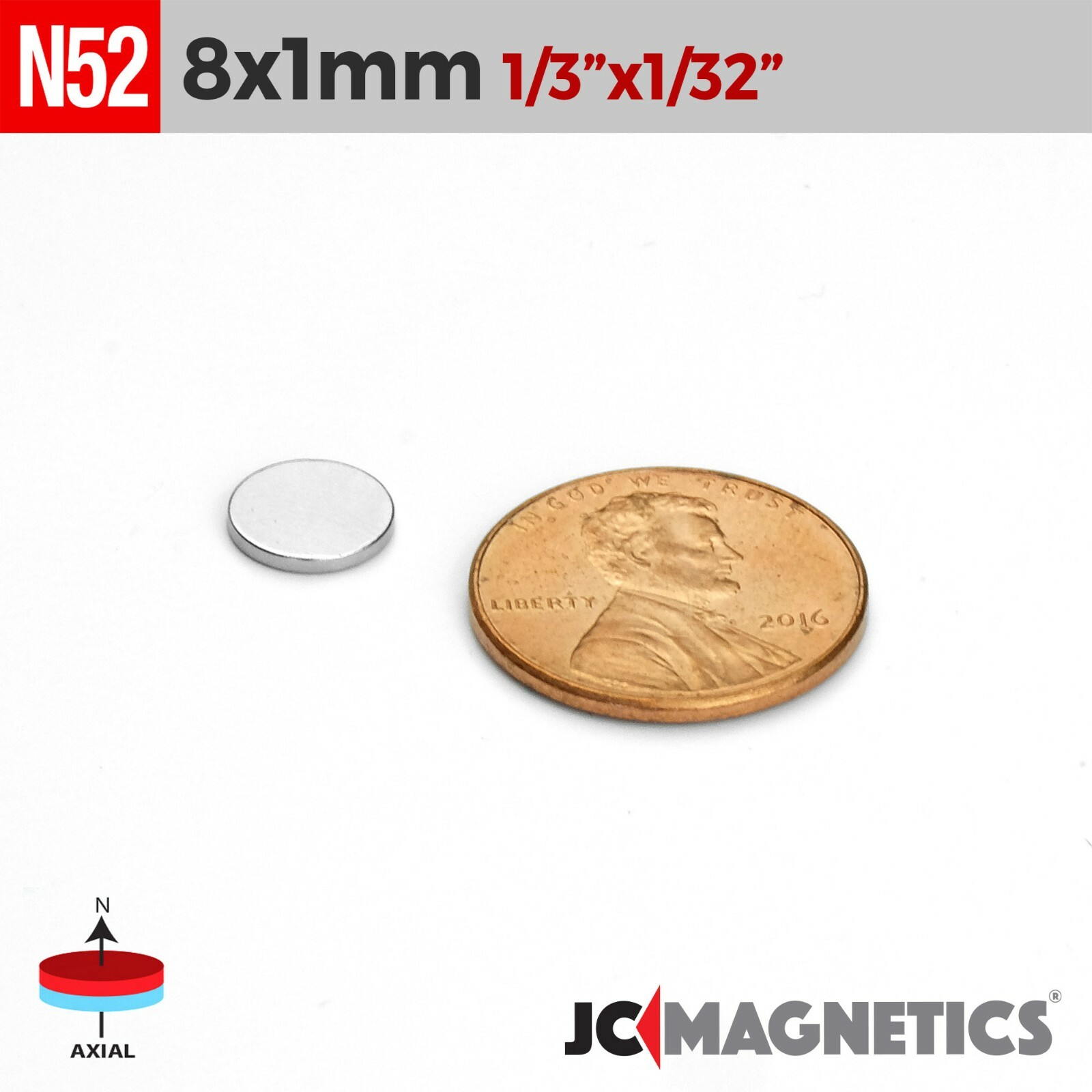 8mm x 1mm 5/16″x1/32 N52 Super Strong Disc Rare Earth Neodymium Magnets 8x1mm