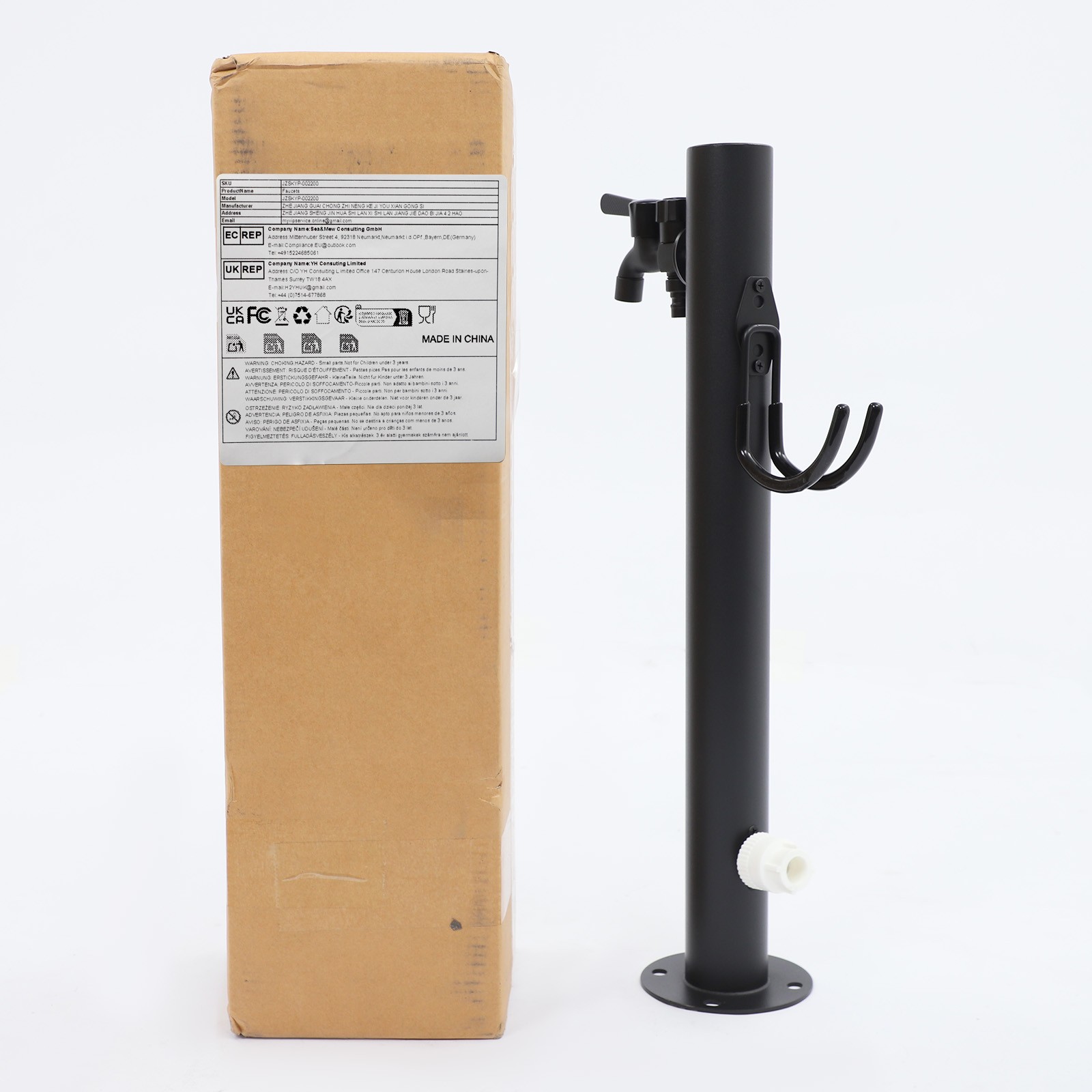 2-Outlets Outdoor Water Column Faucet Floor Mount Column Faucet Garden Faucet