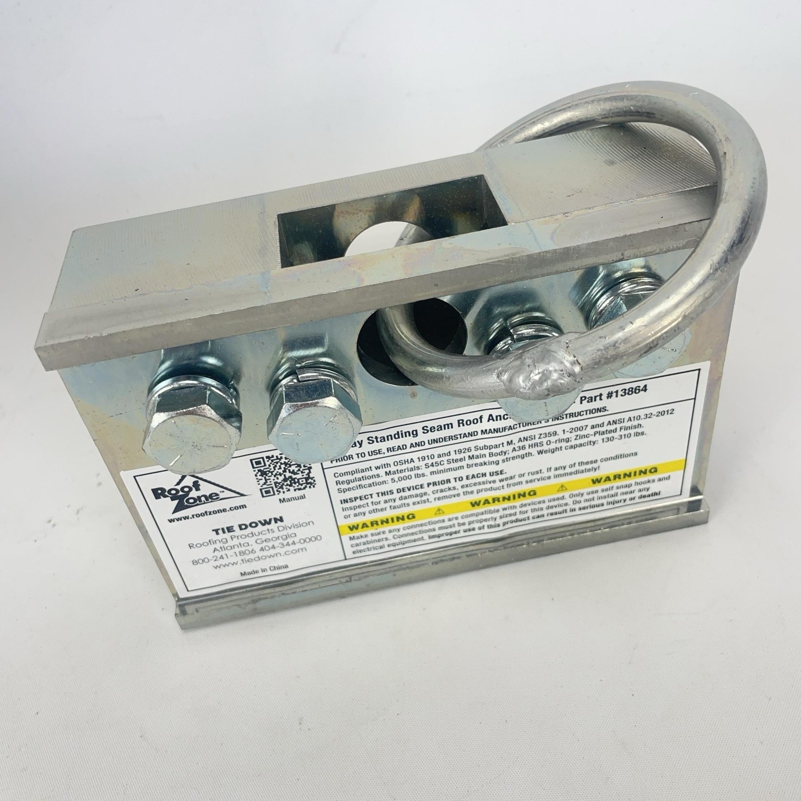 Roof Zone 13864 2-Way Standing Seam Roof Anchor Clamp Safety Fall Protection