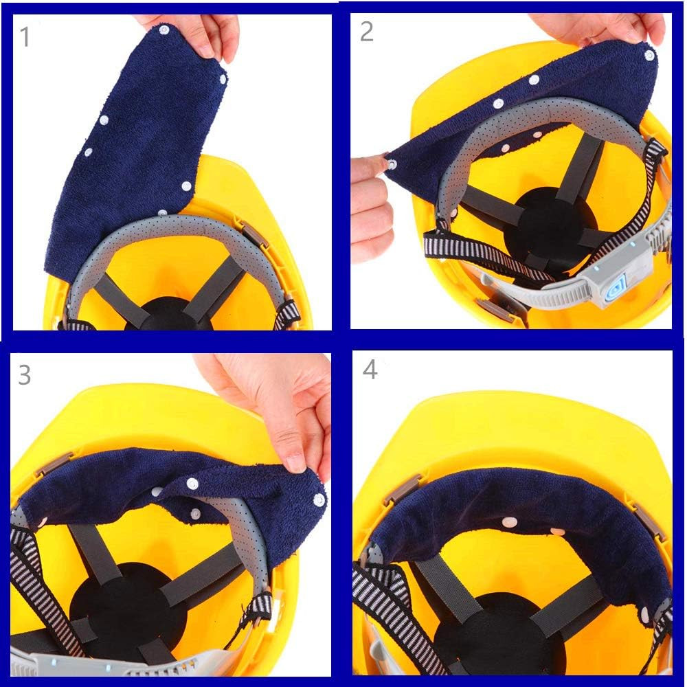 Hard Hat Sweatband, Cotton Hard Hat Liner, Reusable Hardhat Sweatbands(Blue