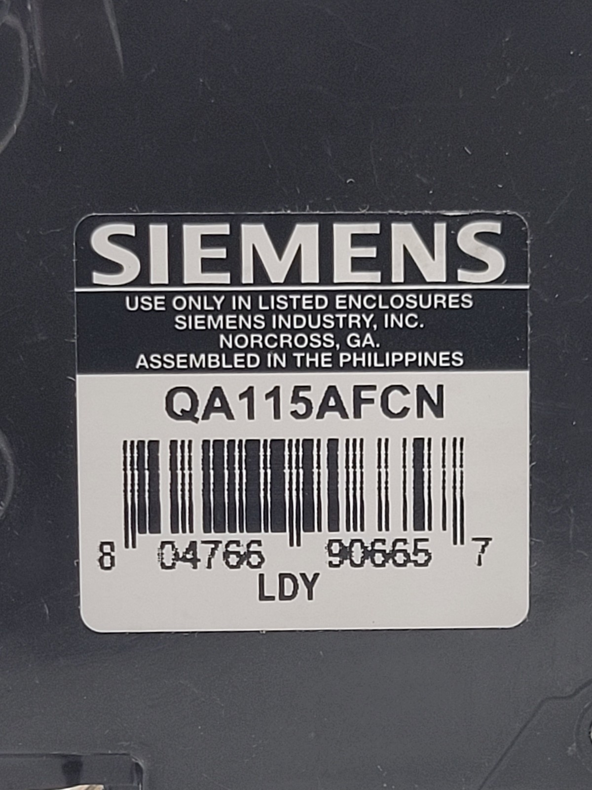 Siemens QA115AFCN Plug-In Circuit Breaker 15A 1P 120V 10KA AFCI CAFCI
