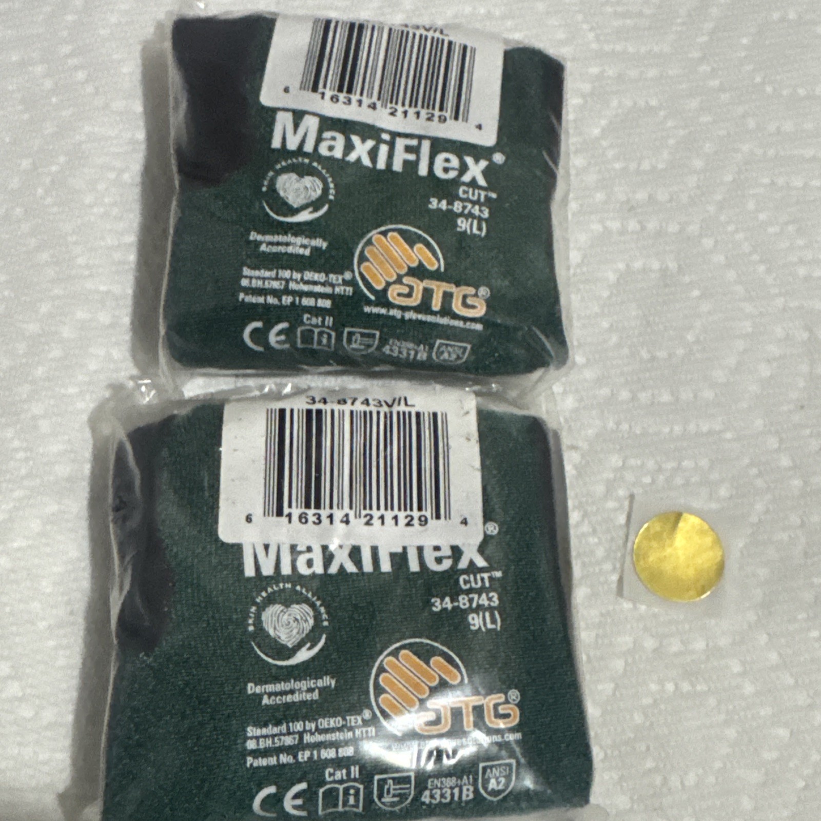 3-MaxiFlex 34-8743 Micro Foam Nitrile Coated ANSI A2 Cut Resistant Gloves size-9