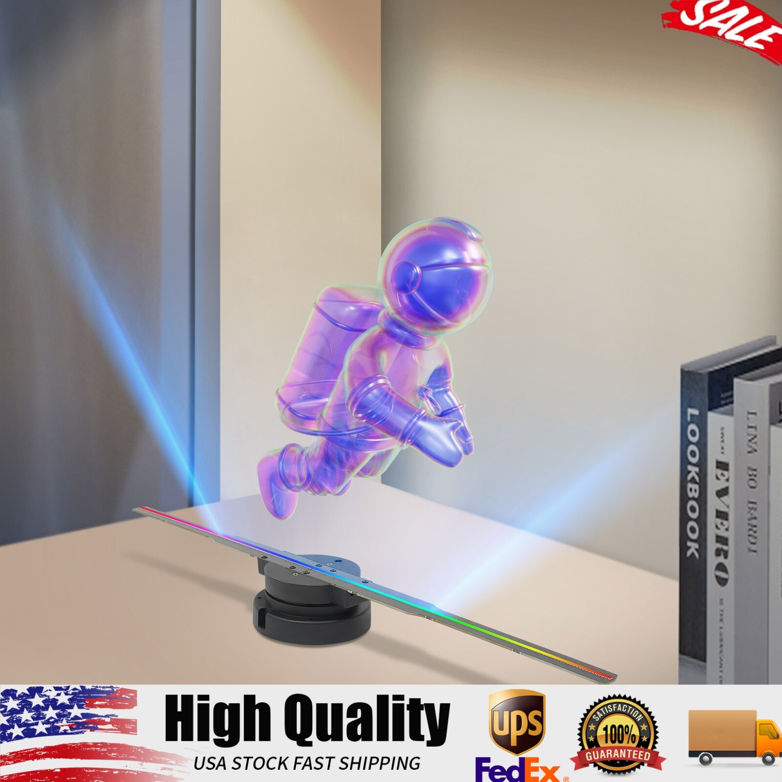 3D Holographic Projector 244-LED Hologram Fan Advertising Player Kit w/Control