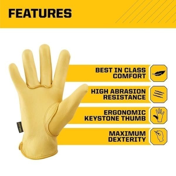NWT Firm Grip Full Grain Deerskin Leather Work Gloves Size Med (5137) Heavy Duty