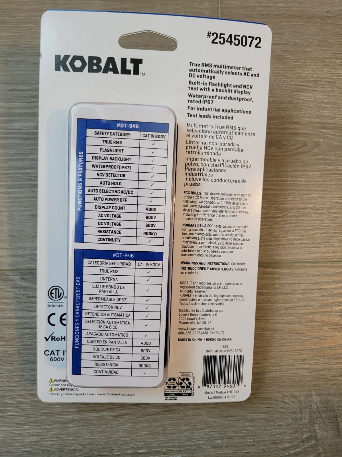 New Kobalt Digital True RMS Multimeter CAT IV 600V * 2545072