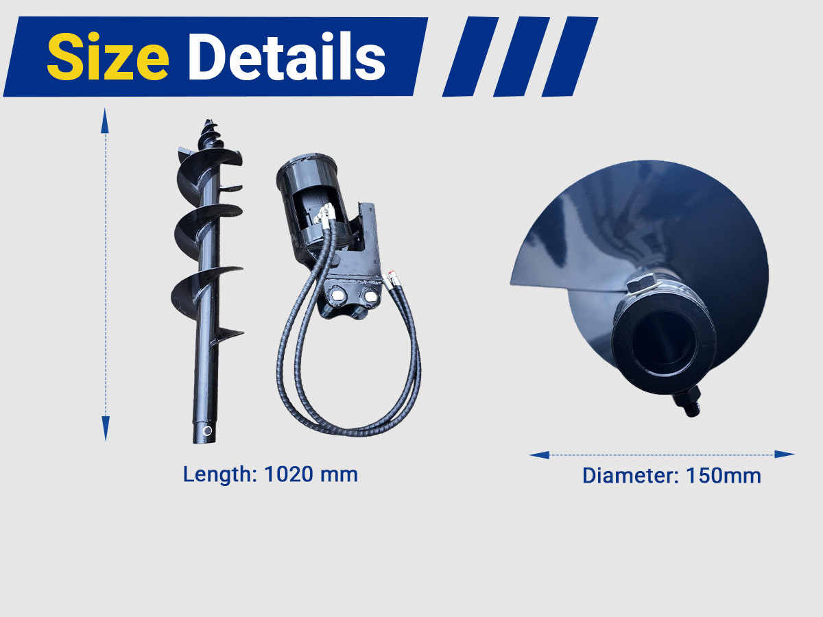 Free Ship 1.8Ton Mini Excavator Attachment 150mm Auger With Hose Drilling Tool