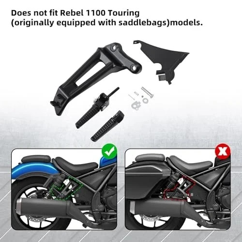 Black Passenger Footpegs Footrests Fits for Honda Rebel CMX1100 CMX 1100 21-25