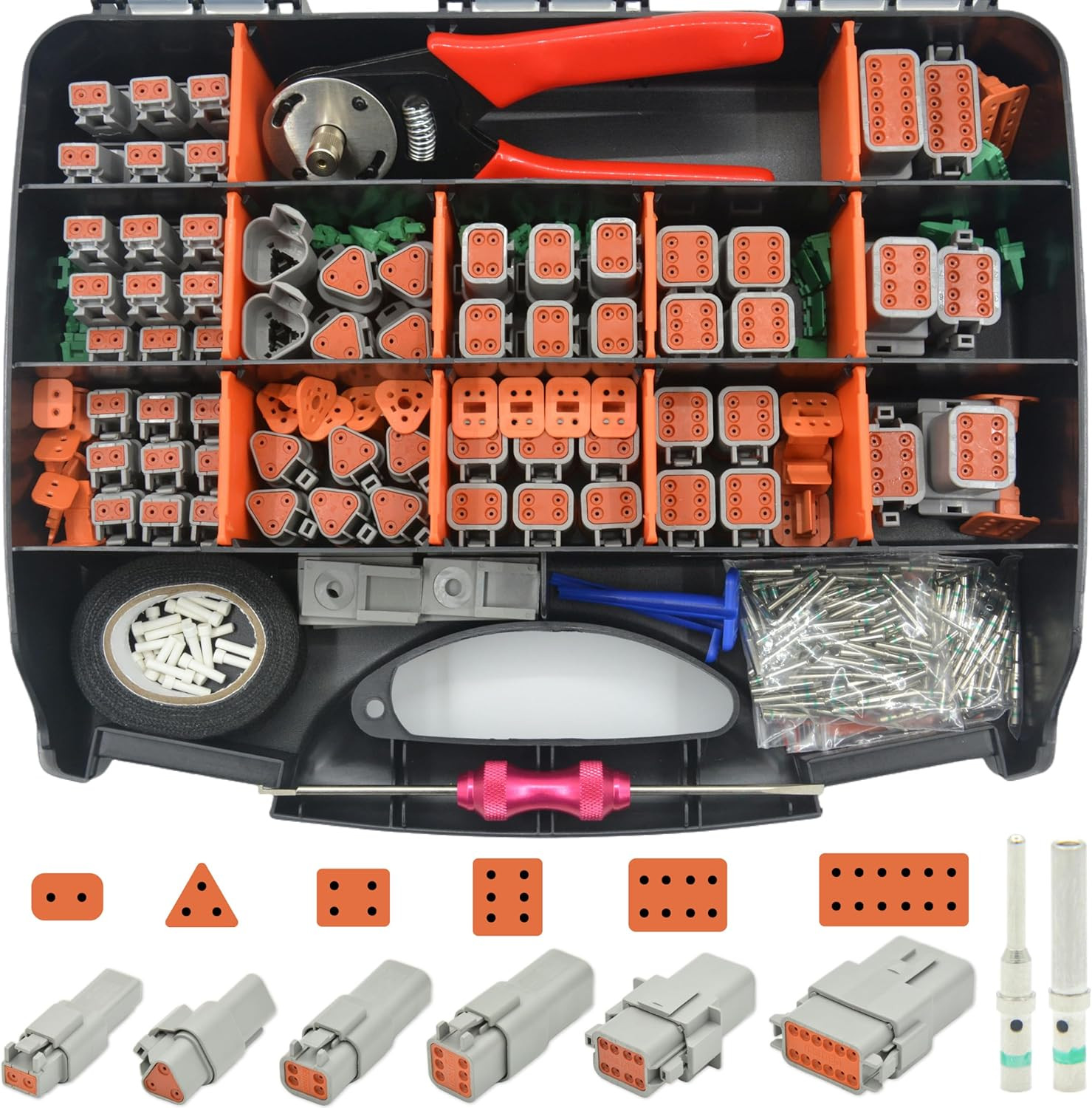 378 PCS DT Deutsch Series Waterproof Connector Kit, 2 3 4 6 8 12 Pin Connectors,