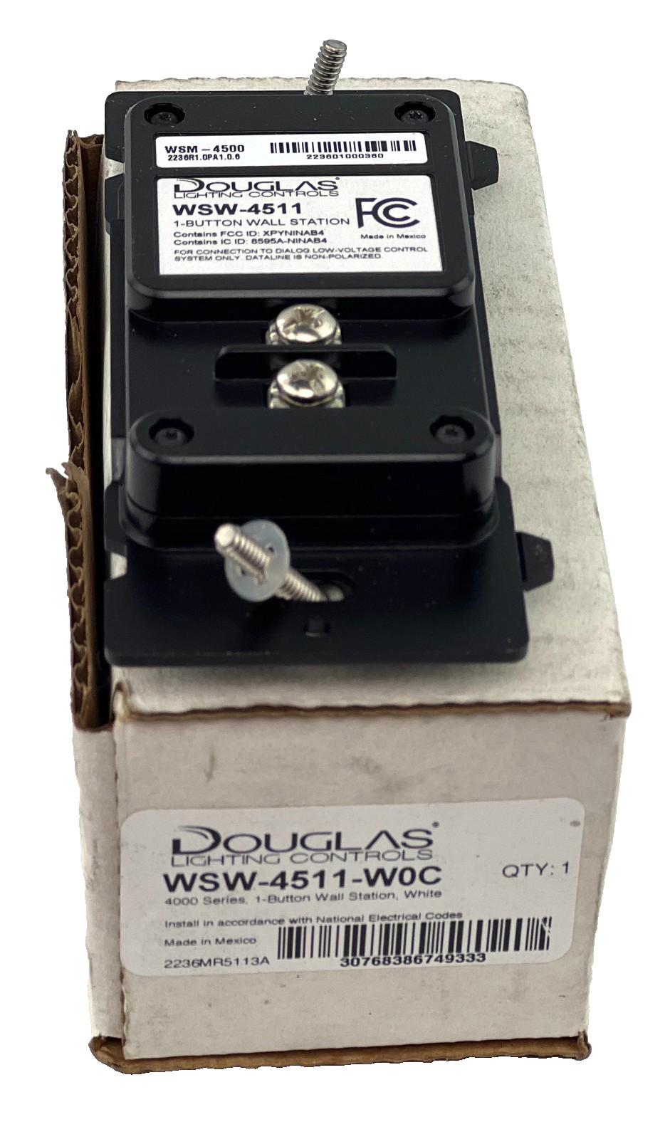 Douglas Lighting Controls WSW-4511-W0C 400 Series 1-Button Wall White Switch